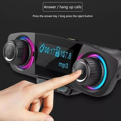 Bluetooth 5.0 Car Radio Transmitter with LED Display, Dual USB