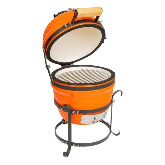 Compact Ceramic Charcoal Grill – 13″ Portable BBQ Cooker