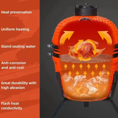 Compact Ceramic Charcoal Grill – 13″ Portable BBQ Cooker