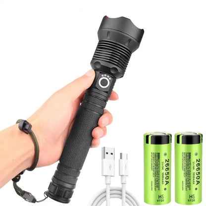 USB Rechargeable LED Flashlight, Zoomable with 5 Light Modes
