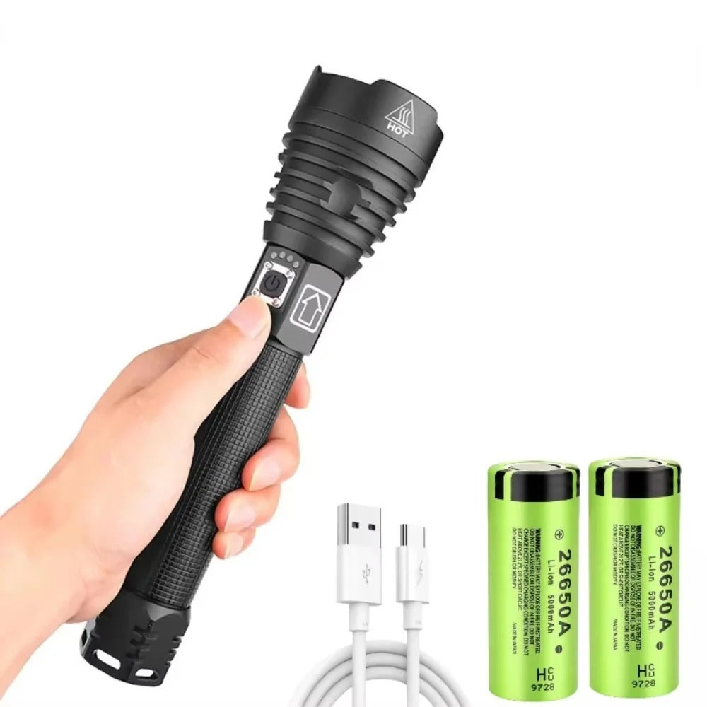 USB Rechargeable LED Flashlight, Zoomable with 5 Light Modes