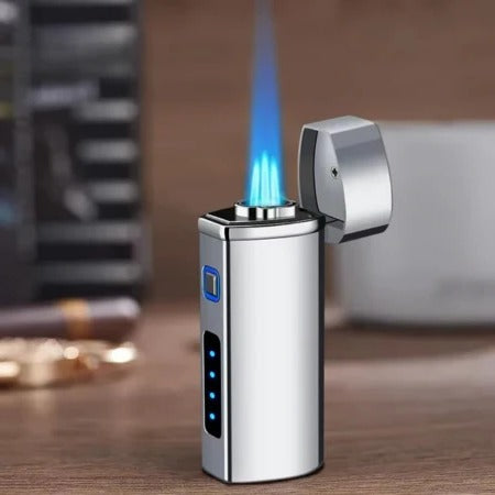 USB Rechargeable Metal Lighter, Triple-Jet Blue Flame Design
