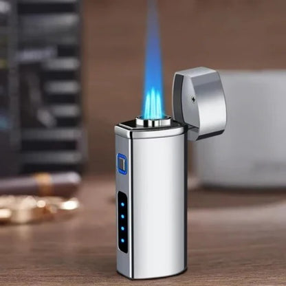 USB Rechargeable Metal Lighter, Triple-Jet Blue Flame Design