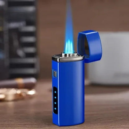 USB Rechargeable Metal Lighter, Triple-Jet Blue Flame Design