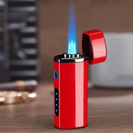 USB Rechargeable Metal Lighter, Triple-Jet Blue Flame Design