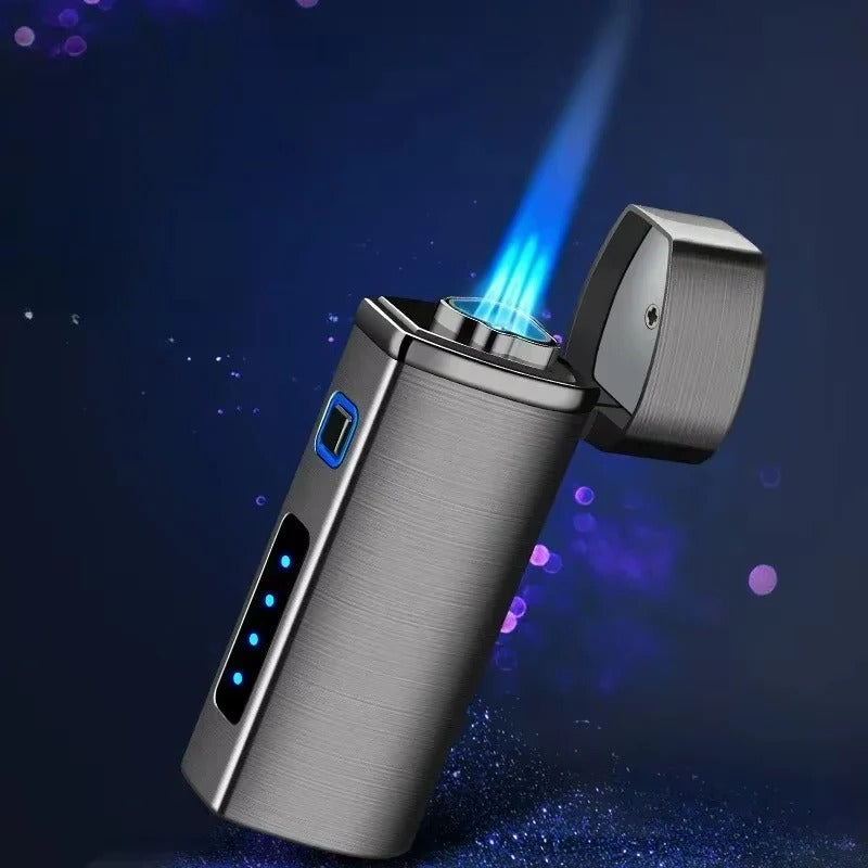 USB Rechargeable Metal Lighter, Triple-Jet Blue Flame Design