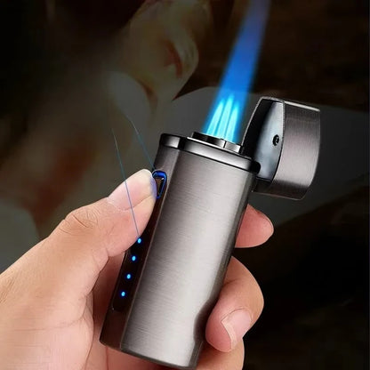 USB Rechargeable Metal Lighter, Triple-Jet Blue Flame Design