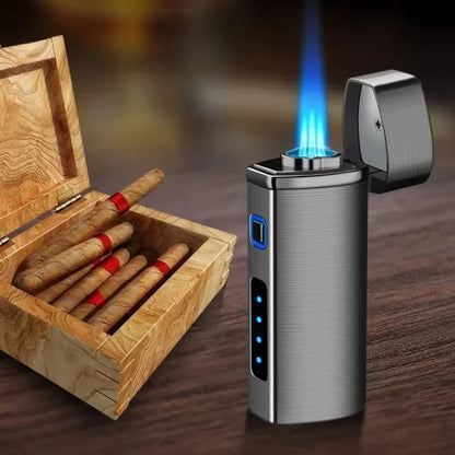 USB Rechargeable Metal Lighter, Triple-Jet Blue Flame Design