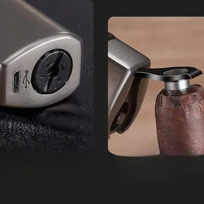 USB Rechargeable Metal Lighter, Triple-Jet Blue Flame Design