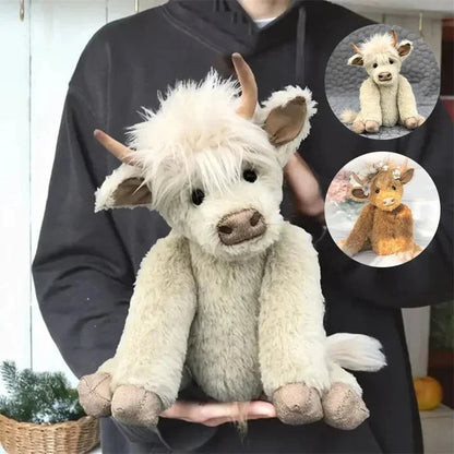Handmade Highland Cow Plush Toy – Floral Headpiece Design