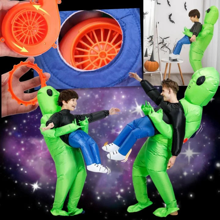 Kid's Inflatable Alien Costume with Compact Storage and Reusable Design