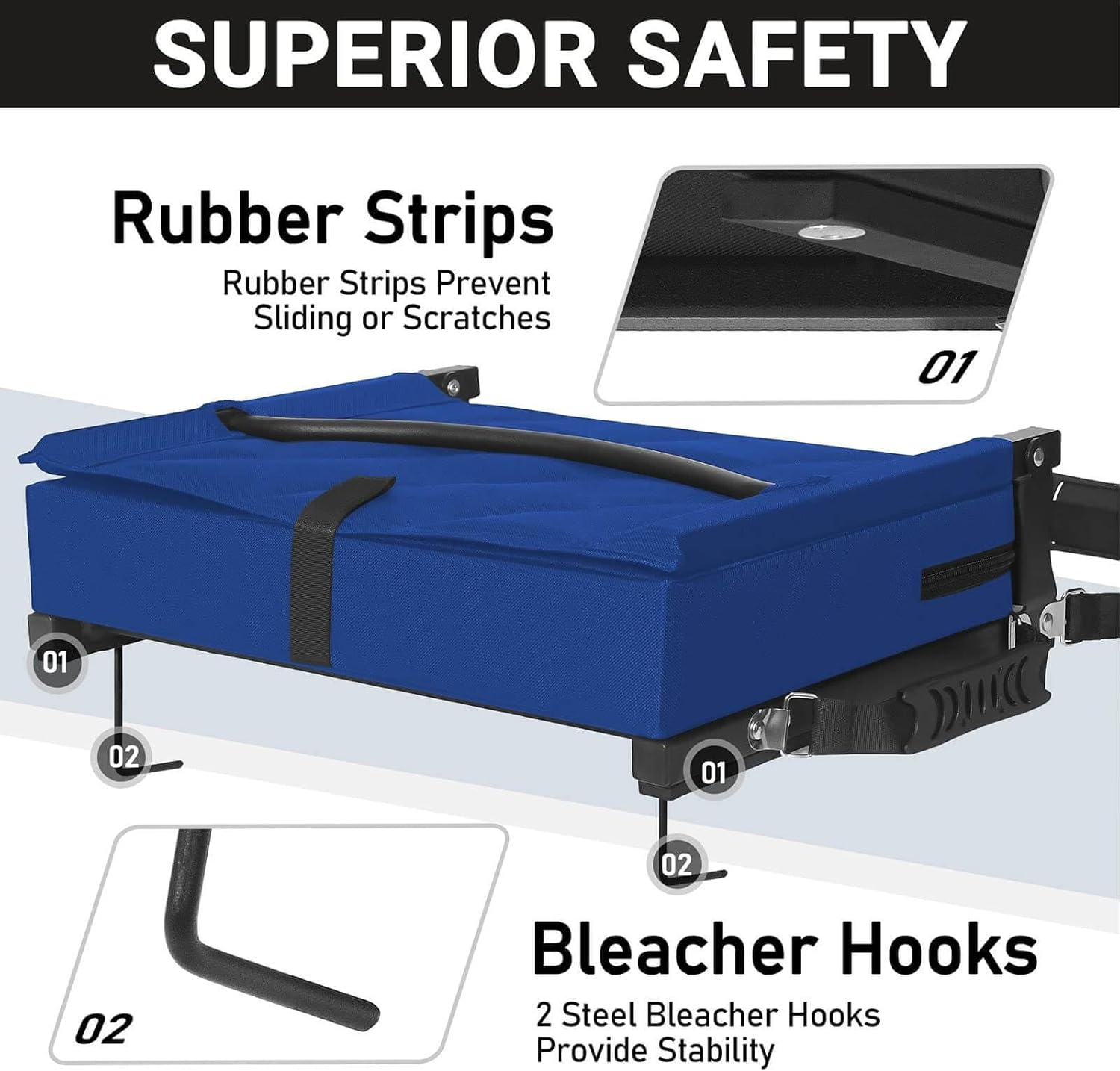 Stadium Seats for Bleachers with Back Support, Bleacher Seats with Backs and Cushion Wide, Padded Portable Folding Comfort Stadium Chair with Shoulder Strap for Football Baseball Games allveramart