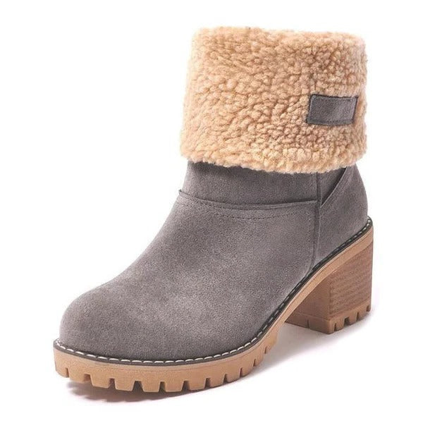 Warm And Stylish Block Heel Snow Boots For Women Winter Wear