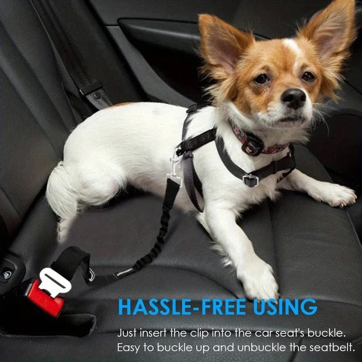 Adjustable Dog Car Seat Belt with Headrest and Bungee Buffer