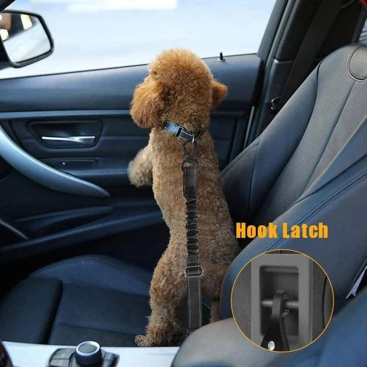Adjustable Dog Car Seat Belt with Headrest and Bungee Buffer