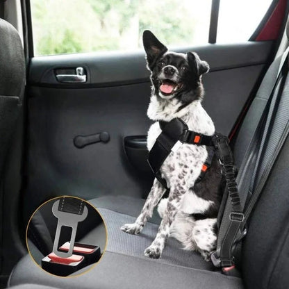 Adjustable Dog Car Seat Belt with Headrest and Bungee Buffer