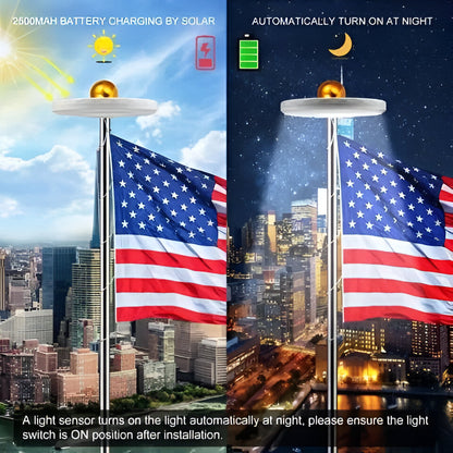 Solar-Powered LED Flagpole Light with Weather-Resistant Design