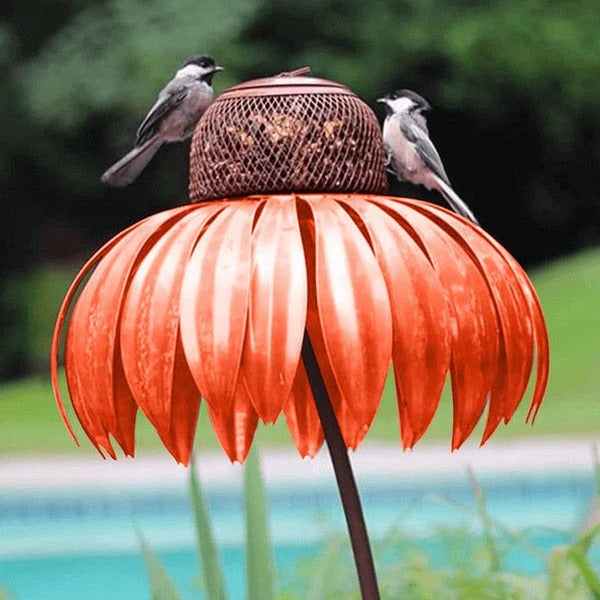 Coneflower Metal Bird Feeder Design
