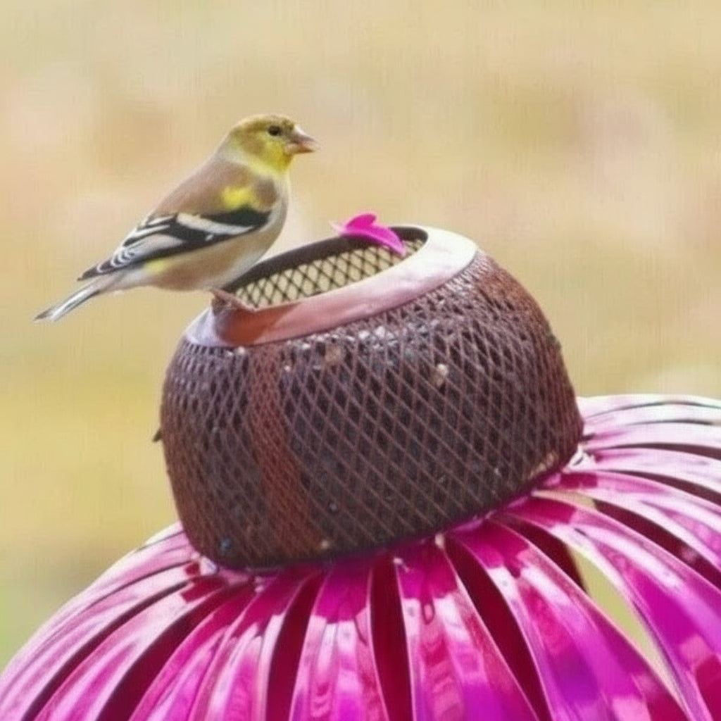 Coneflower Metal Bird Feeder Design