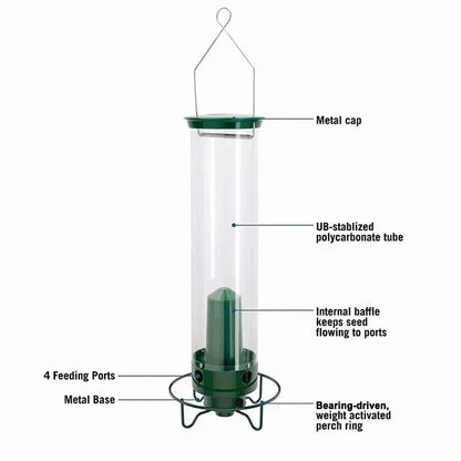 Squirrel-Proof Bird Feeder with Clear Seed Tube