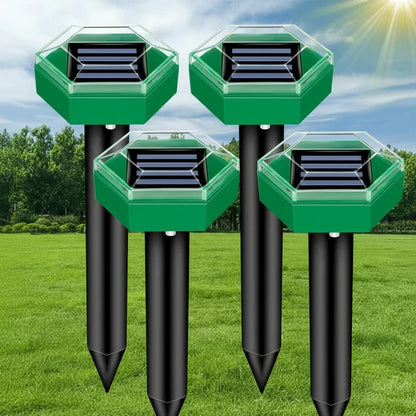 Solar Powered Ultrasonic Pest Deterrent Stakes, Set of 4