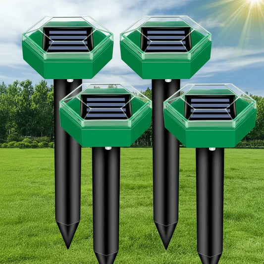 Solar Powered Ultrasonic Pest Deterrent Stakes, Set of 4