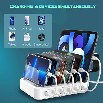 Multiple Device Charging Station Organizer with Fast USB Charging