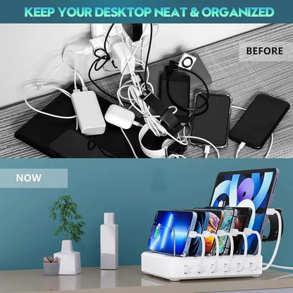 Multiple Device Charging Station Organizer with Fast USB Charging