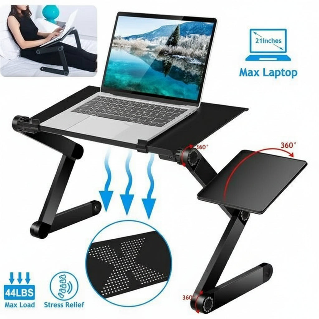 Adjustable Ventilated Laptop Stand with Folding Legs