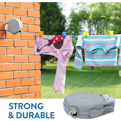Retractable Laundry Line with Rotating Wall-Mount Housing