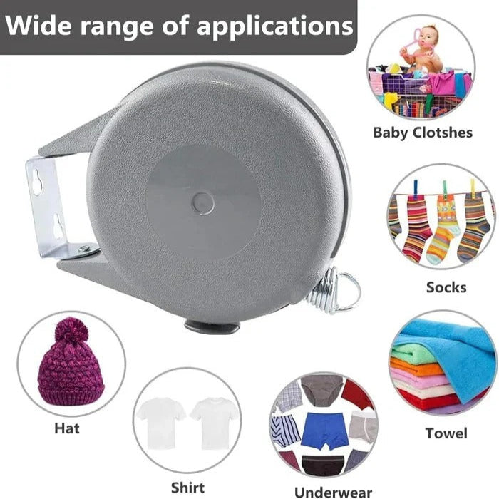 Retractable Laundry Line with Rotating Wall-Mount Housing