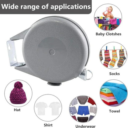 Retractable Laundry Line with Rotating Wall-Mount Housing