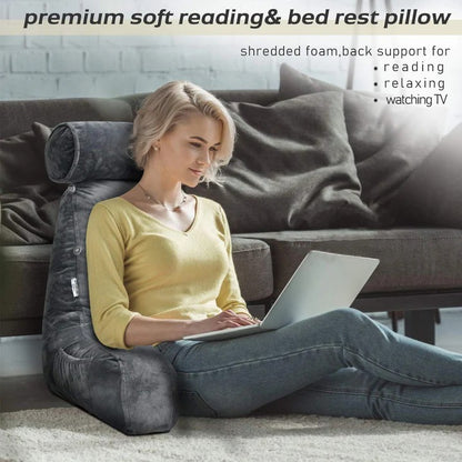 Bed Rest Pillow, Reading Cushion with Arm Supports