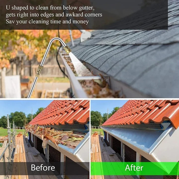 Pressure Washer Telescoping Wand Kit with Nozzles and Curved Gutter Rod