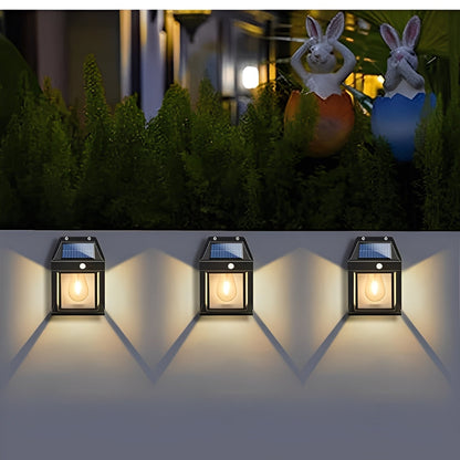 Solar Powered Outdoor Wall Lamp with Motion Sensor, Set of 2
