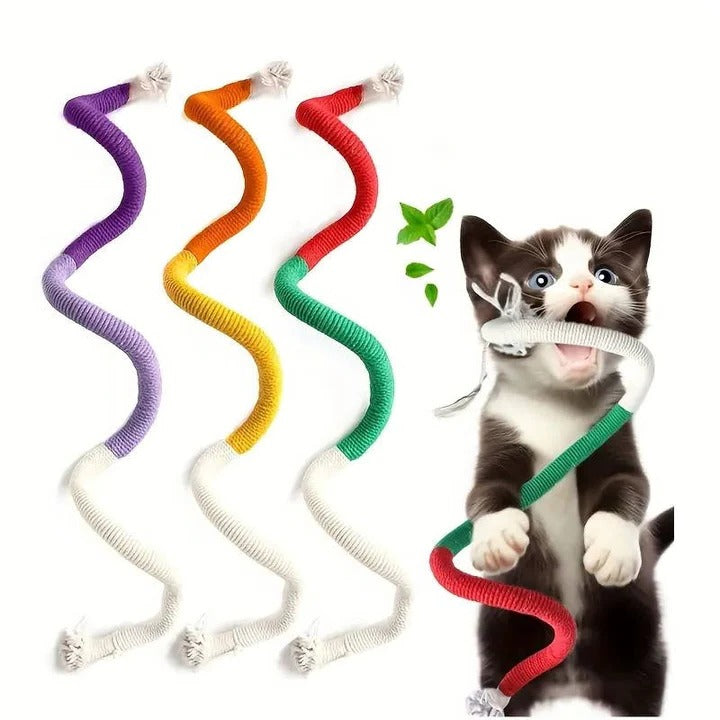 Cat Rope Chew Toys with Silvervine Balls, 3-Piece Set