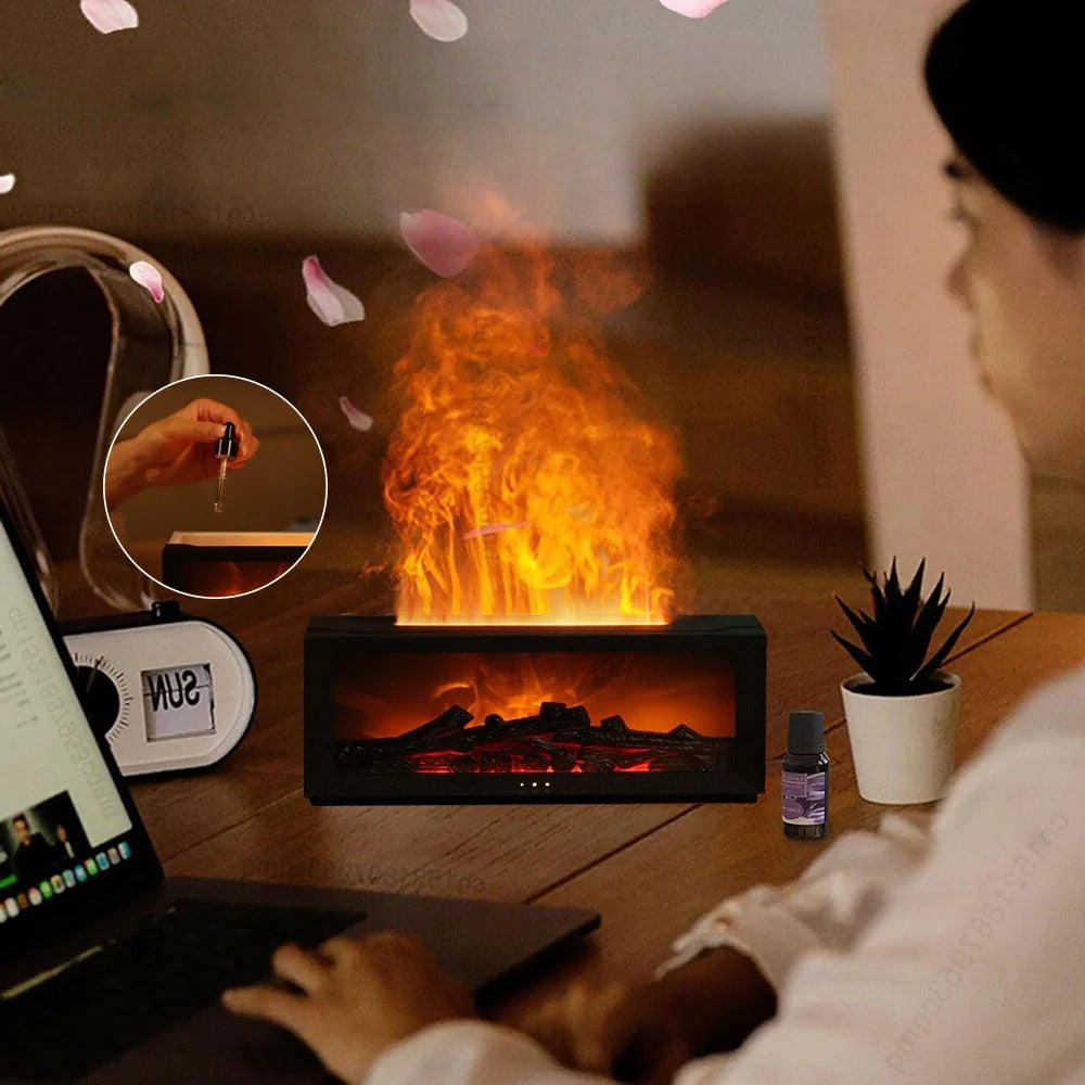 Mist Humidifier and Aroma Diffuser with Flame Effect