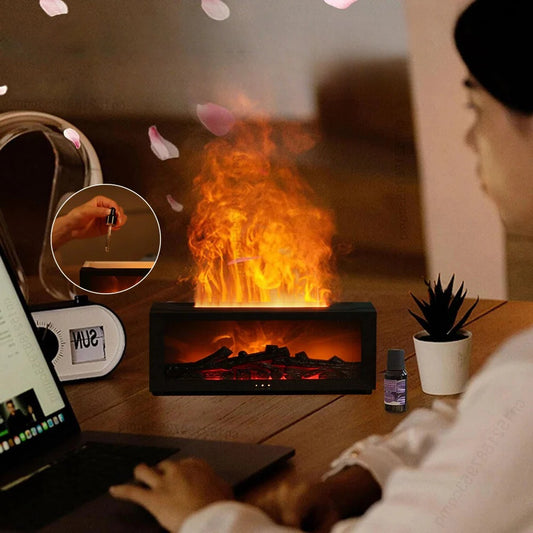 Mist Humidifier and Aroma Diffuser with Flame Effect