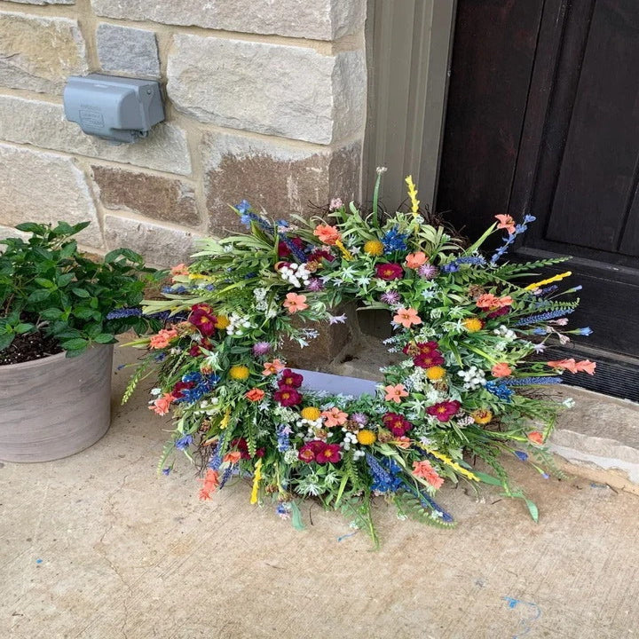 Artificial Texas Wildflower Wreath for Home Decor