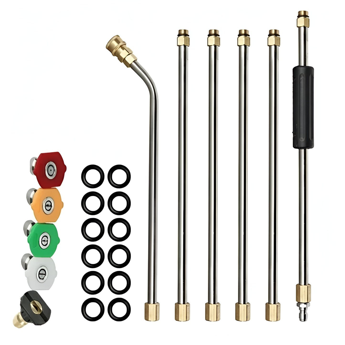 Pressure Washer Telescoping Wand Kit with Nozzles and Curved Gutter Rod
