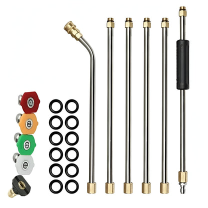 Pressure Washer Telescoping Wand Kit with Nozzles and Curved Gutter Rod