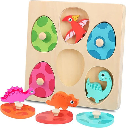 Wooden Dinosaur Matching Puzzle with Egg Covers