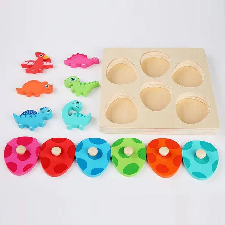 Wooden Dinosaur Matching Puzzle with Egg Covers