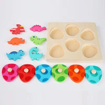Wooden Dinosaur Matching Puzzle with Egg Covers