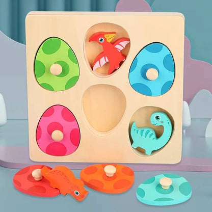Wooden Dinosaur Matching Puzzle with Egg Covers
