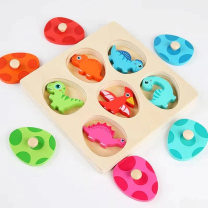 Wooden Dinosaur Matching Puzzle with Egg Covers