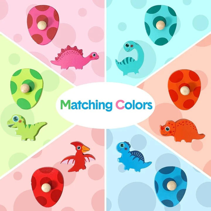 Wooden Dinosaur Matching Puzzle with Egg Covers