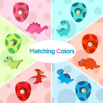 Wooden Dinosaur Matching Puzzle with Egg Covers