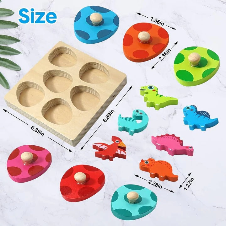 Wooden Dinosaur Matching Puzzle with Egg Covers
