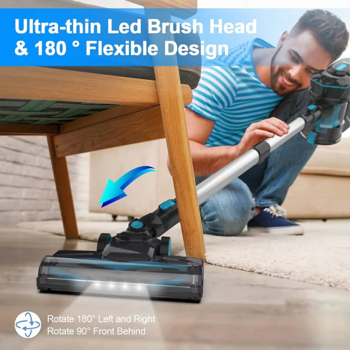 Cordless Vacuum Cleaner for Home with LED Brush Head